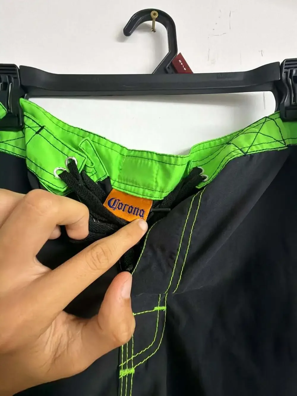 Corona Extra Licensed Fifth Sun Graphics Men's Black and Neon Green Board Shorts